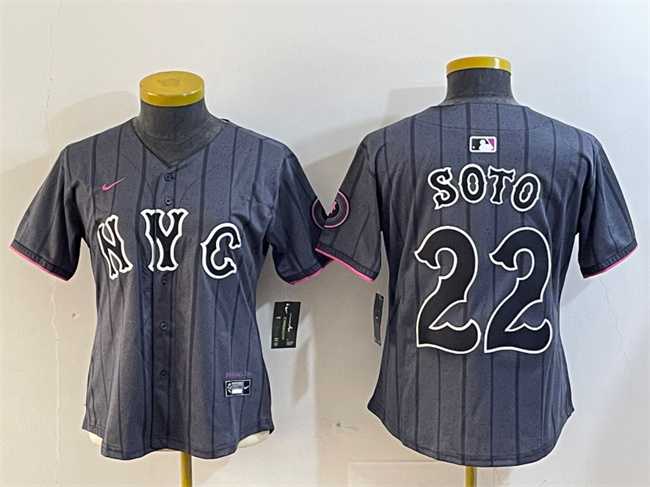 Womens New York Mets #22 Juan Soto Graphite 2024 City Connect Limited Stitched Jersey